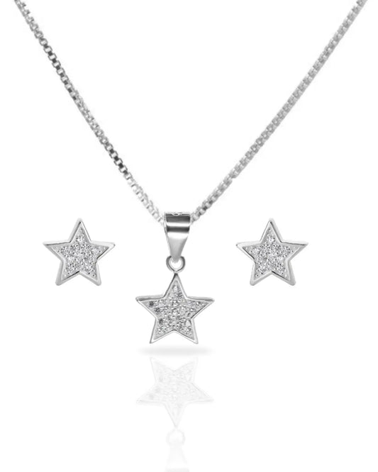 Conjunto plata 925 estrellado