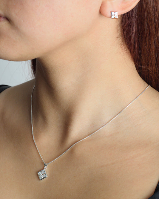Conjunto plata 925 rombos brillante