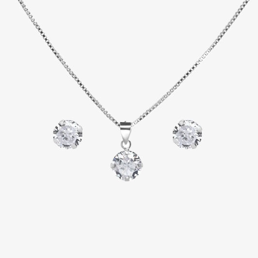 Conjunto plata Alessandra S para mujer fondo blanco