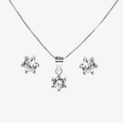 Conjunto plata Elisa para mujer fondo blanco