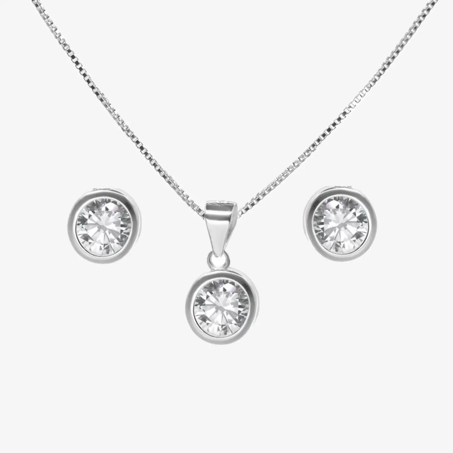 Conjunto plata Punto de Luz Sofia para mujer fondo blanco