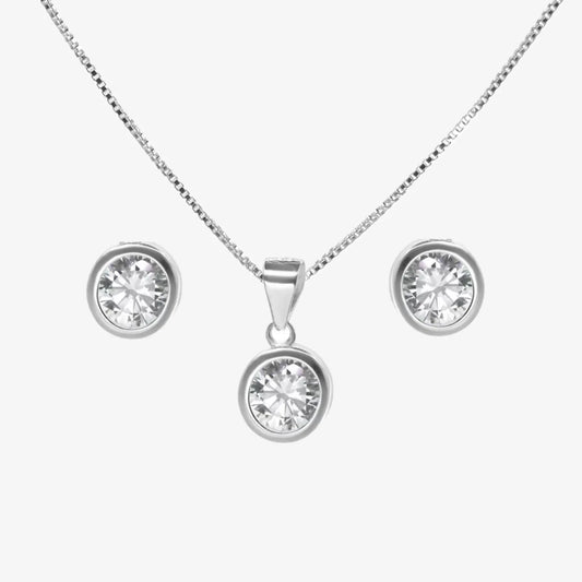 Conjunto plata Punto de Luz Sofia para mujer fondo blanco