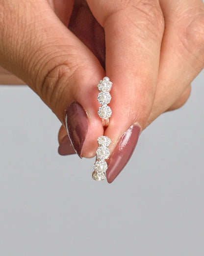 Aros plata 925 circular flores perlado blanco