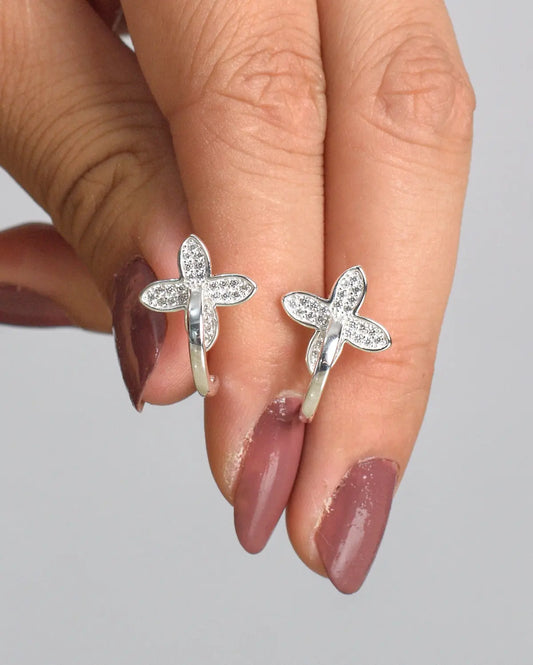 Aros plata 925 flor circular blanco