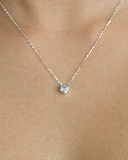 Collar plata 925 corazón punto luz tambor brillante