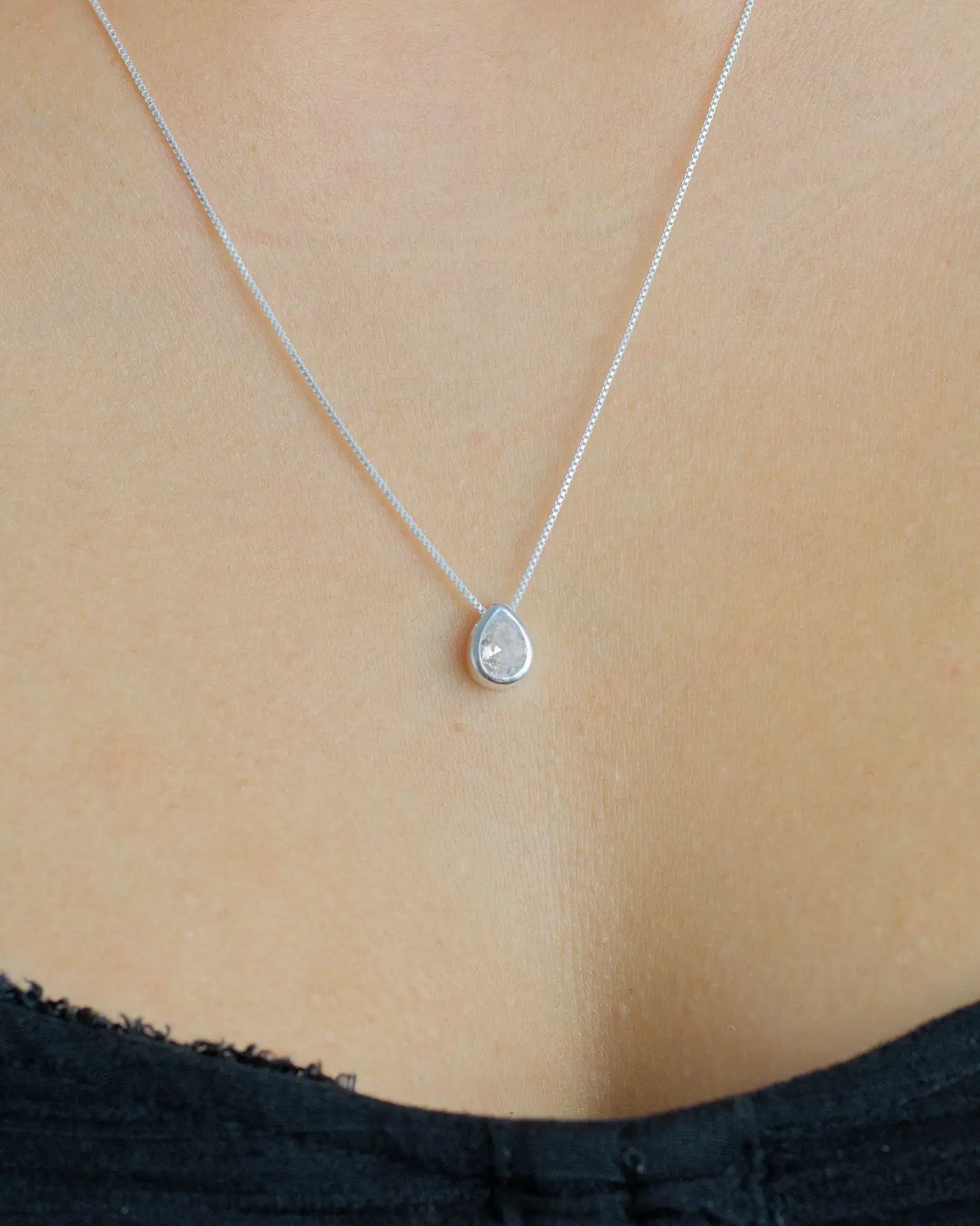 Collar plata 925 gota brillante