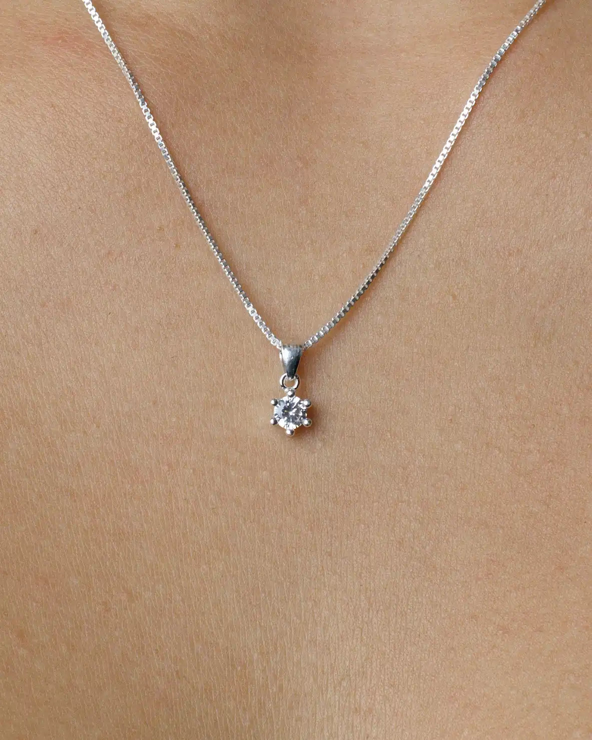 Conjunto plata 925 circón solitario brillante