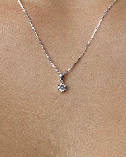 Conjunto plata 925 circón solitario brillante