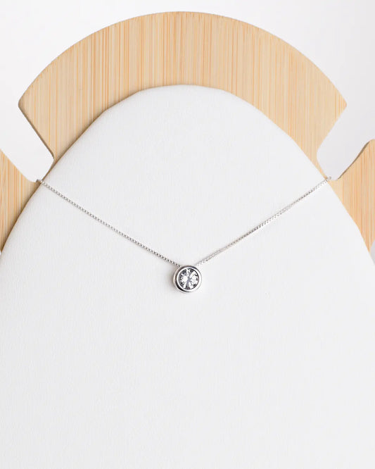 Collar plata 925 circón punto de luz blanco