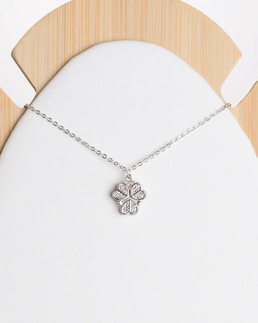 Collar plata 925 trébol de corazones