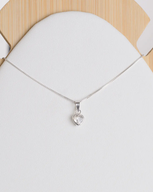 Collar plata 925 corazón punto luz blanco