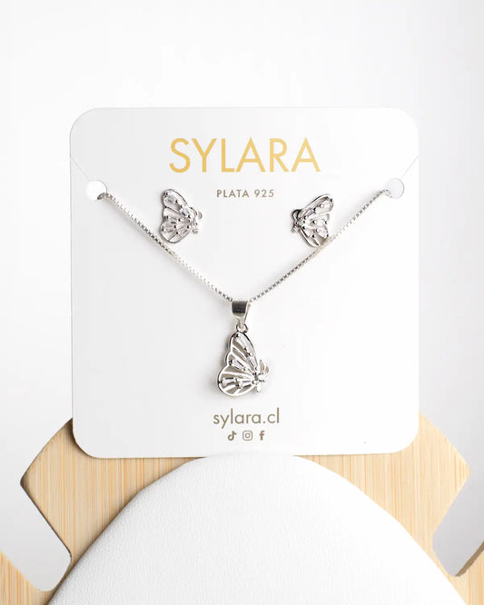 Conjunto plata 925 mariposa