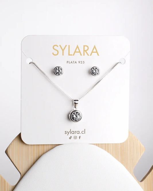 Conjunto plata 925 circón punto de luz brillante