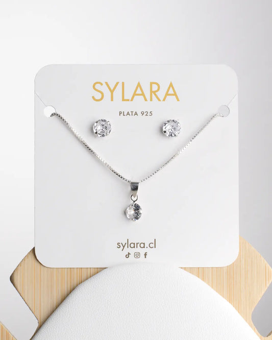 Conjunto plata 925 punto luz blanco