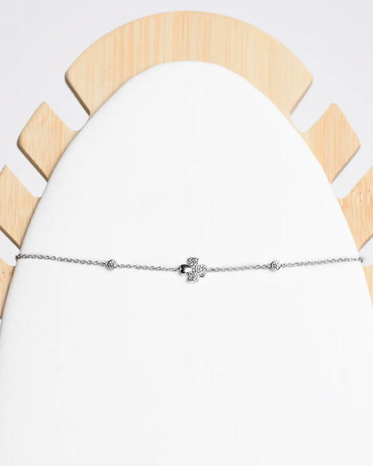 Pulsera plata 925 trébol y circones