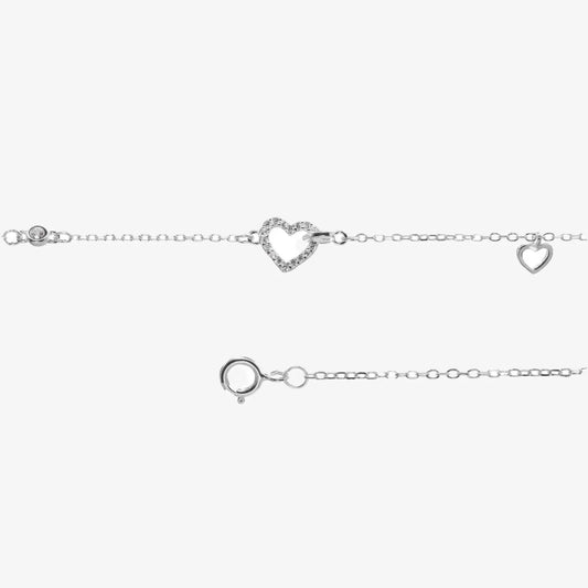 Pulsera plata Amore Infinito corazones para mujer fondo blanco