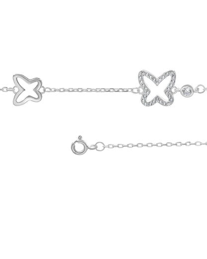 Pulsera plata 925 mariposas y circón