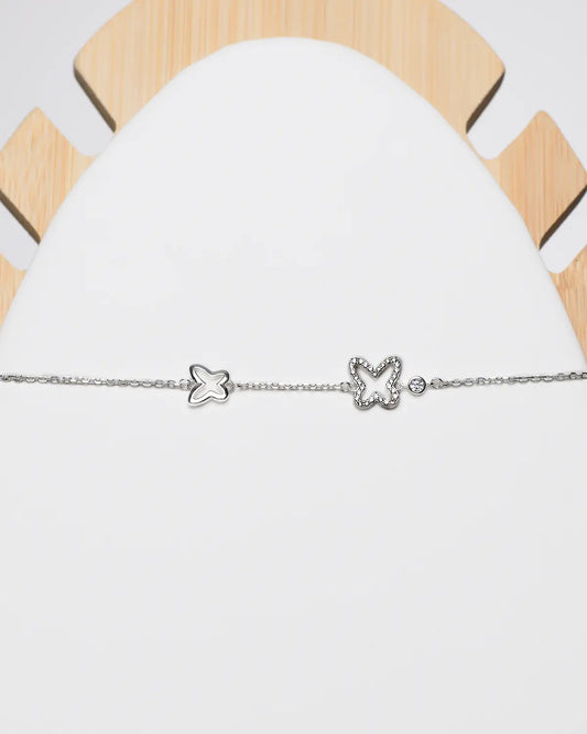 Pulsera plata 925 mariposas y circón