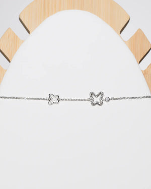 Pulsera plata 925 mariposas y circón