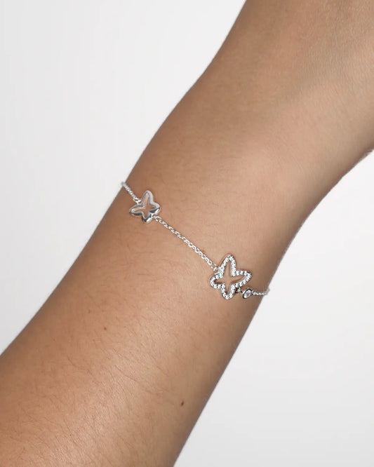 Pulsera plata 925 mariposas y circón