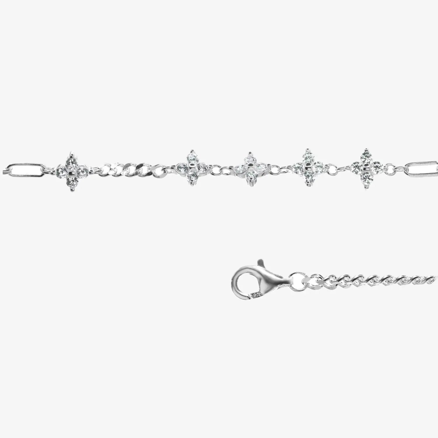 Pulsera plata 925 Blossom Belt para mujer de frente en fondo blanco