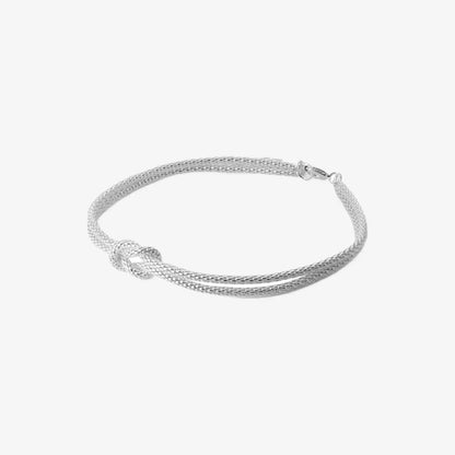 Pulsera plata 925 Knot Duet para mujer de frente en fondo blanco