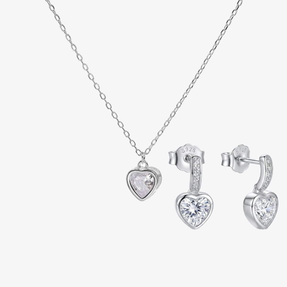 Set de joyas de plata aros y collar de plata 925 para mujer