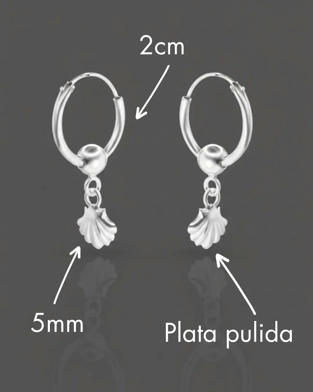 Aros plata 925 argolla con almeja