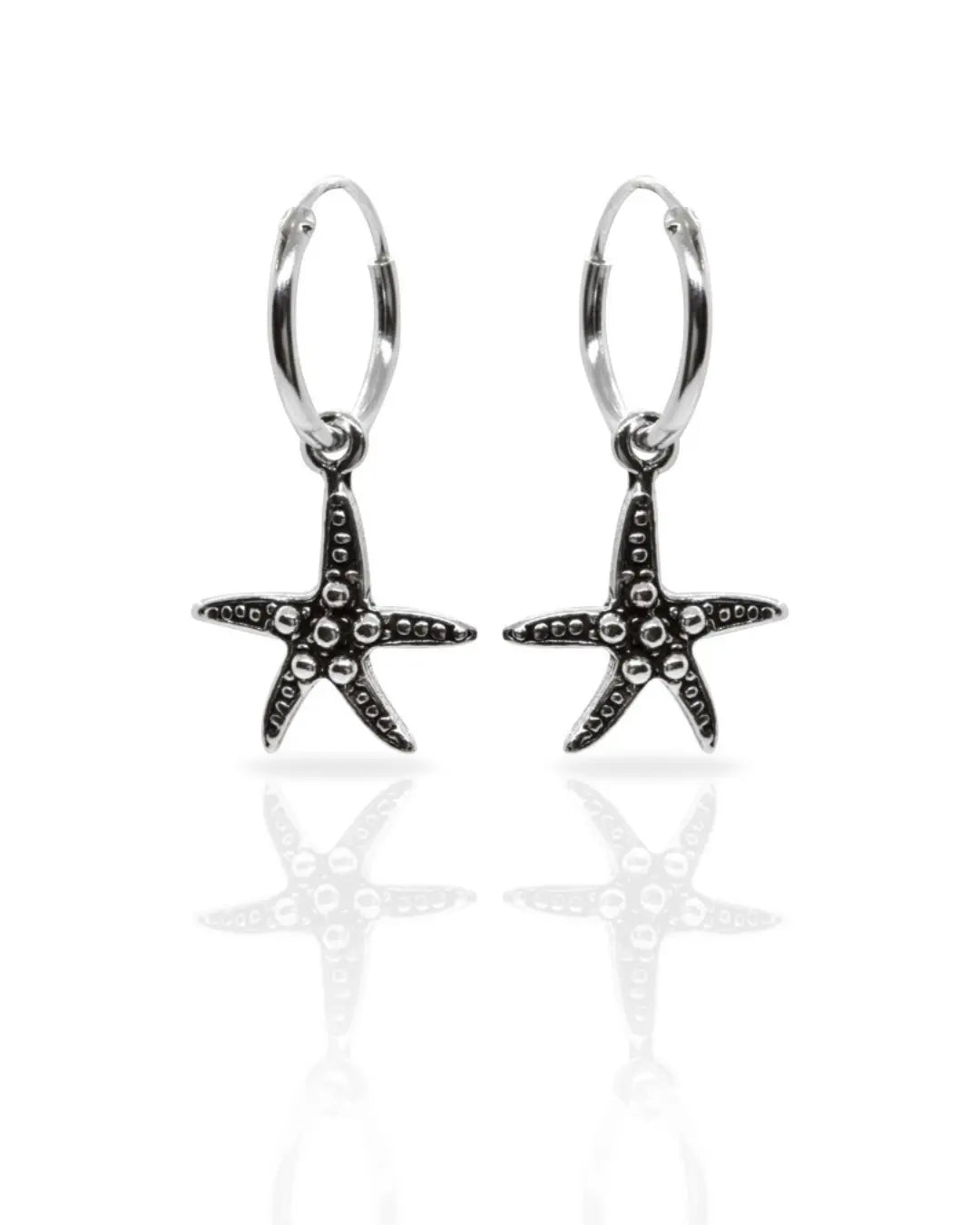 Aros plata 925 argolla con estrella de mar