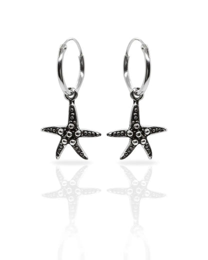 Aros plata 925 argolla con estrella de mar