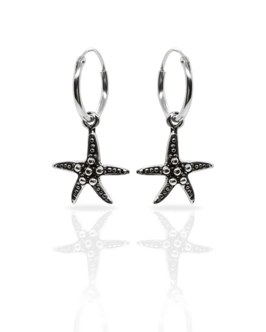 Aros plata 925 argolla con estrella de mar