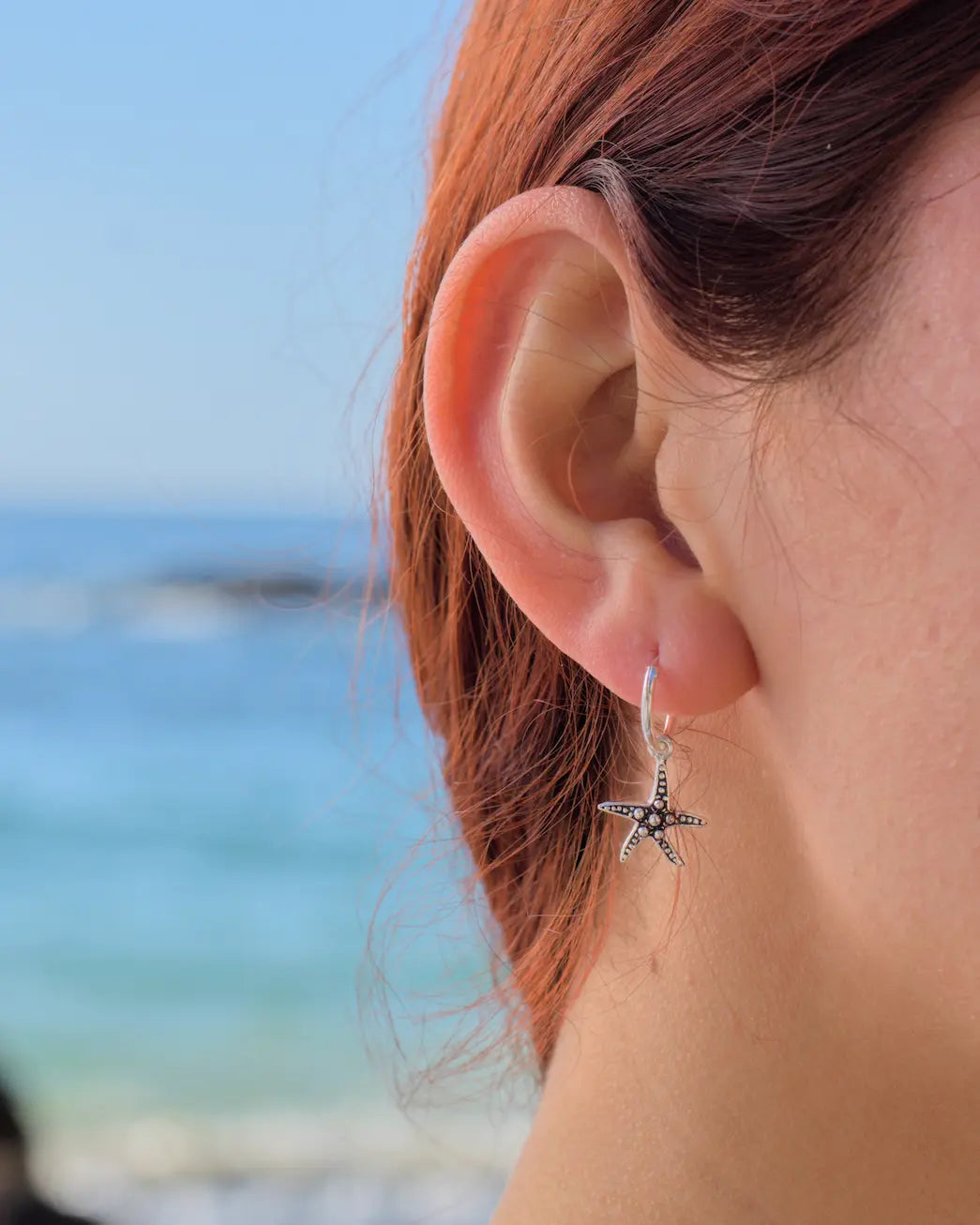 Aros plata 925 argolla con estrella de mar