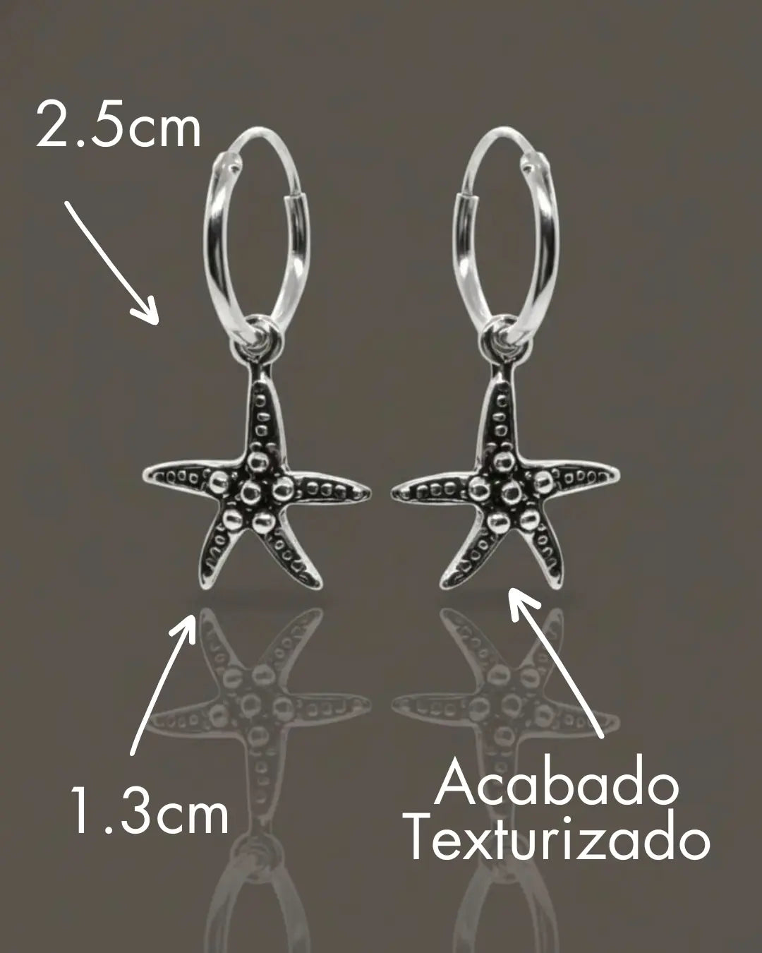 Aros plata 925 argolla con estrella de mar