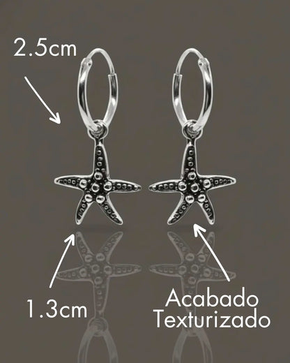 Aros plata 925 argolla con estrella de mar