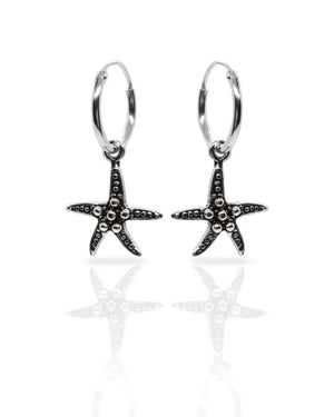 Aros plata 925 argolla con estrella de mar