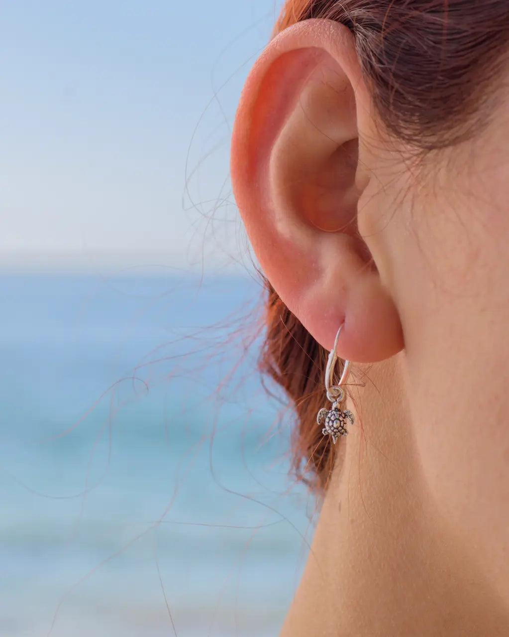 Aros plata 925 argolla con tortuga de mar