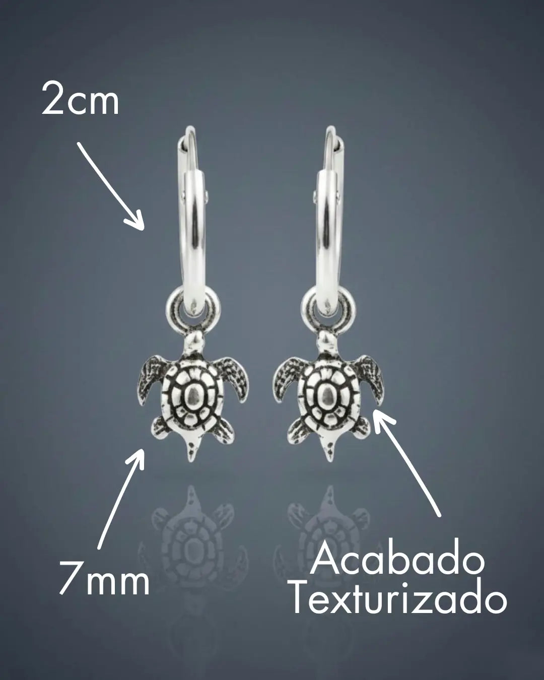 Aros plata 925 argolla con tortuga de mar