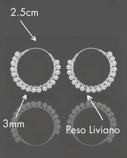 Aros plata 925 argolla perlada