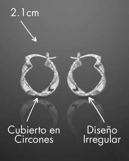 Aros plata 925 circular diseño irregular