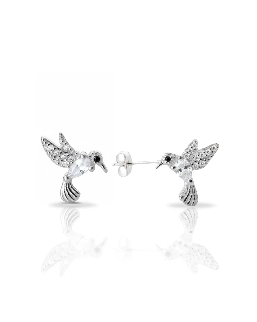 Aros plata 925 colibrí blanco