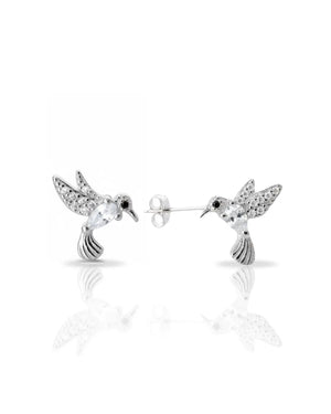 Aros plata 925 colibrí blanco