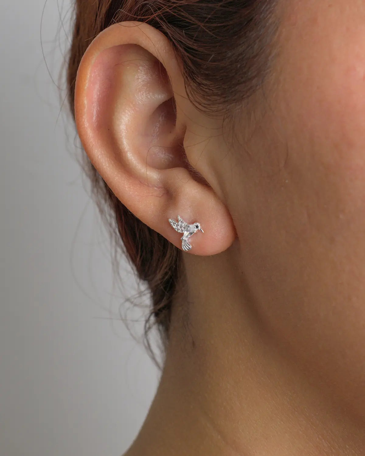 Aros plata 925 colibrí blanco