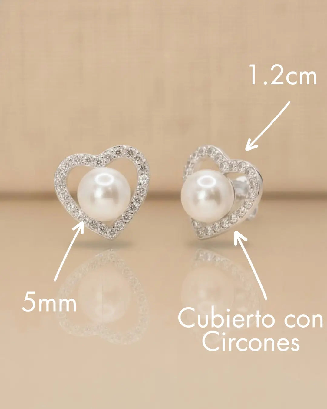 Aros plata 925 corazón perla blanco