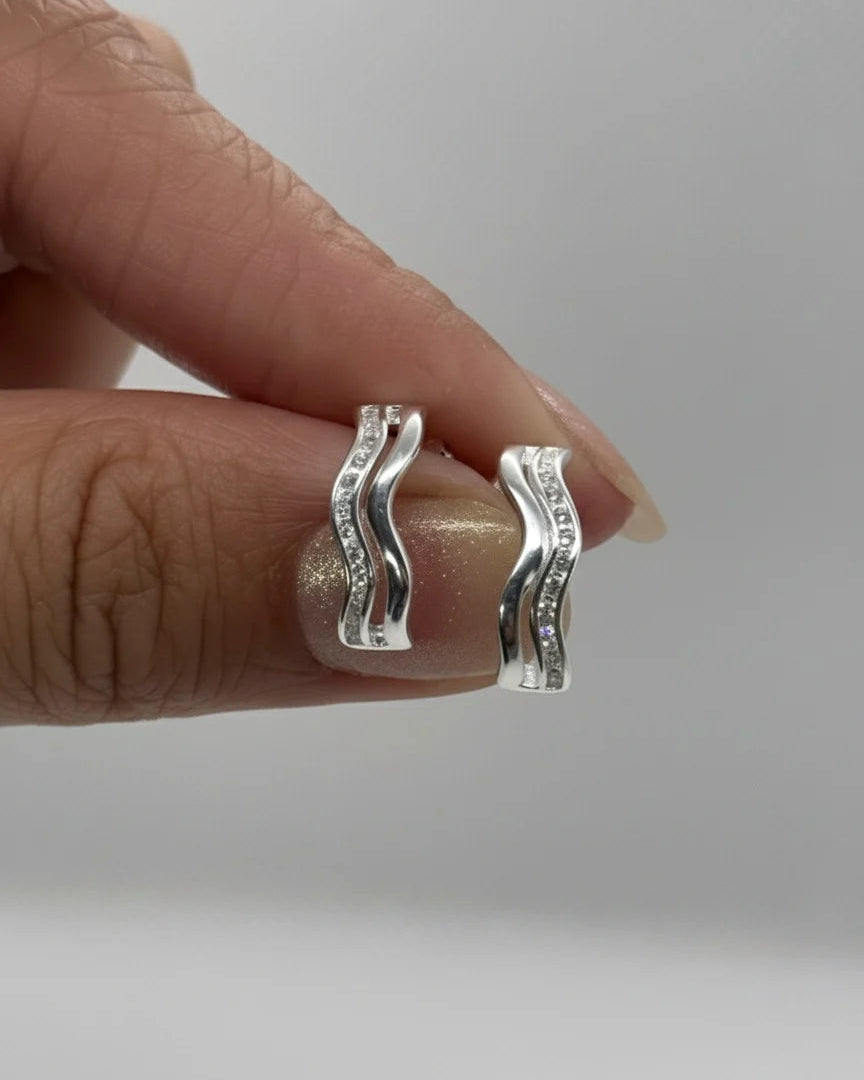 Aros plata 925 diseño onda irregular