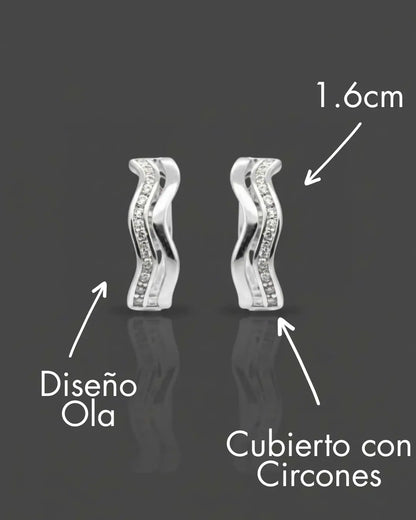Aros plata 925 diseño onda irregular