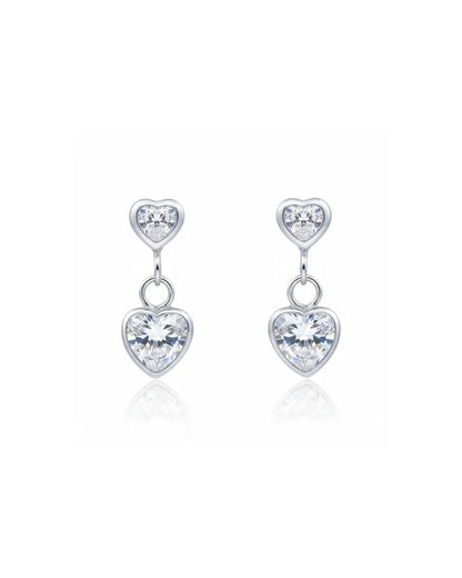 Aros plata 925 doble corazón colgante