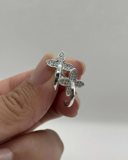 Aros plata 925 flor circular blanco