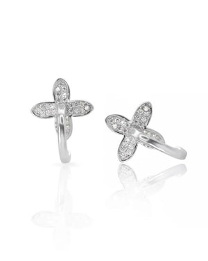 Aros plata 925 flor circular blanco