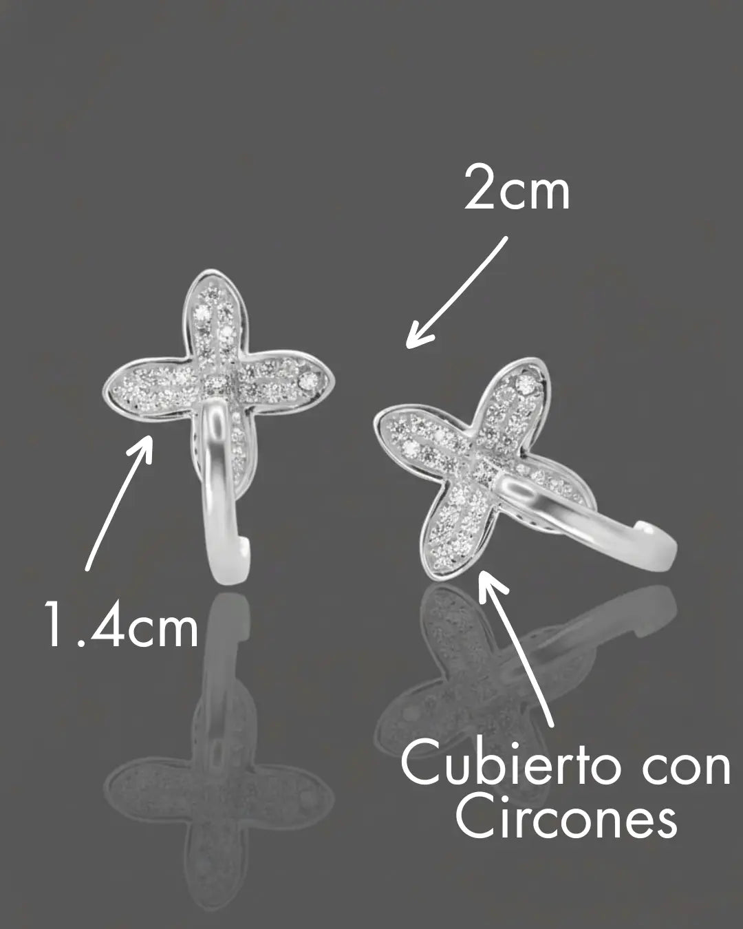 Aros plata 925 flor circular blanco