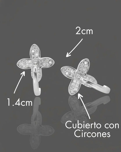 Aros plata 925 flor circular blanco